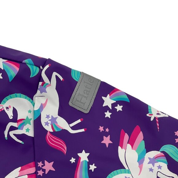 Hatley Kids Unicorn Rain Jacket Size 5 Purple Waterproof Hood pink terry lining - Picture 5 of 10